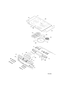 CONTROL PANEL & COOKTOP Diagram and Parts List for PCS905SR3SS  General Electric Range