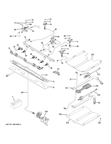 GAS & BURNER PARTS Diagram and Parts List for PGB930SEJ4SS  General Electric Range