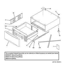 Pedestal Diagram and Parts List for SBSC137H5DG  General Electric Laundry Accessories