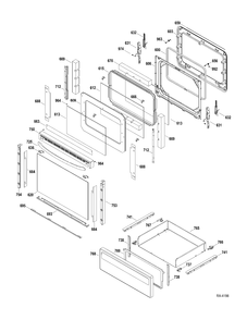 DOOR-DRAWER Diagram and Parts List for JCBP800DT1BB  General Electric Range