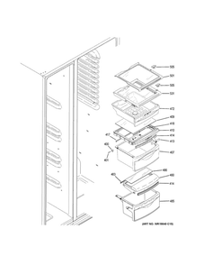 Fresh Food Shelves Diagram and Parts List for GSE23GGKJCWW  General Electric Refrigerator