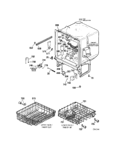 BODY Diagram and Parts List for BRD2202G00WW  General Electric Dishwasher
