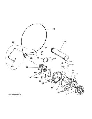 Blower & Motor Diagram and Parts List for GFD45GSSM0WW  General Electric Dryer