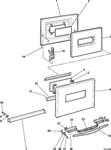 DOOR GROUP Diagram and Parts List for J32DWK-7  General Electric Range