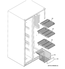 Freezer Shelves Diagram and Parts List for GSS25CGHBCWW  General Electric Refrigerator