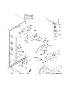 Fresh Food Section Diagram and Parts List for GSE23GGKJCWW  General Electric Refrigerator