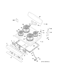 CONTROL PANEL & COOKTOP Diagram and Parts List for JBS45DF2BB  General Electric Range