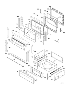 DOOR-DRAWER Diagram and Parts List for JCBP840DT1WW  General Electric Range