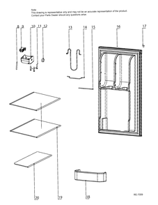 DOOR & SHELVES Diagram and Parts List for HC32SA42SW  General Electric Refrigerator