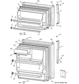 DOORS Diagram and Parts List for 38341FBMERWW  General Electric Refrigerator