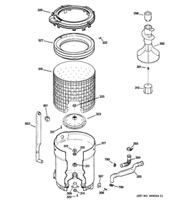 TUB, BASKET & AGITATOR Diagram and Parts List for 57751H2WW  General Electric Washer