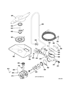MOTOR Diagram and Parts List for PDW8281J00SS  General Electric Dishwasher