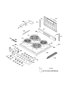 BACKGUARD & COOKTOP Diagram and Parts List for JCAS445SV1SS  General Electric Range