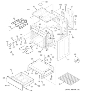 Body Parts Diagram and Parts List for JB250RK1SS  General Electric Range
