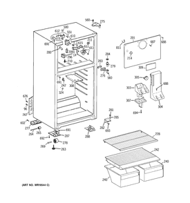 CABINET Diagram and Parts List for CTS18ABRFRWW  General Electric Refrigerator
