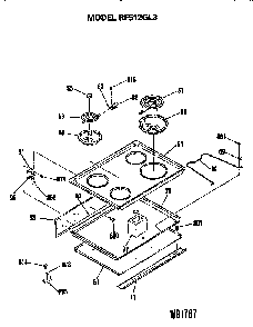 Cooktop Diagram and Parts List for RF512G13  Hotpoint Range
