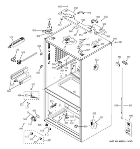 Case Parts Diagram and Parts List for CYE22TSHBSS  General Electric Refrigerator