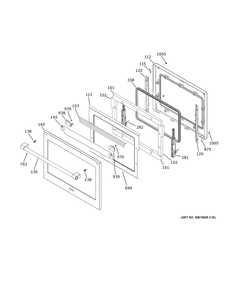 Lower Door Diagram and Parts List for ZTD90DPSN3SS  General Electric Wall Oven
