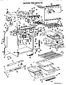 Cabinet Parts Diagram and Parts List for TBX20DJB  General Electric Refrigerator