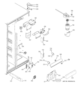 Fresh Food Section Diagram and Parts List for DSE25JSHBCSS  General Electric Refrigerator