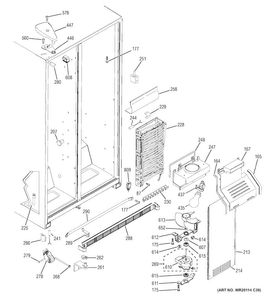 Freezer Section Diagram and Parts List for GSE22ESHDSS  General Electric Refrigerator