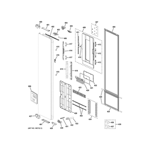 Door Assembly Diagram and Parts List for PFH18HSPV0MC  General Electric Dryer