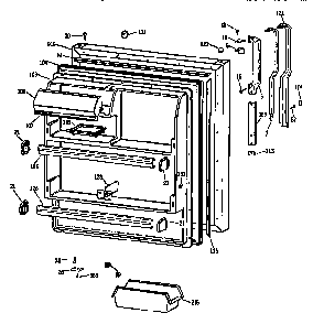 Fresh Food Door Diagram and Parts List for TBX18J1SGRAD  General Electric Refrigerator
