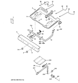 Gas & Burner Parts Diagram and Parts List for RGB525DEH2BB  Hotpoint Range