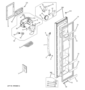 FREEZER DOOR Diagram and Parts List for GSH25JGDEBB  General Electric Refrigerator