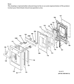 SMALL DOOR ASSEMBLY Diagram and Parts List for ZGP486NDR4SS  General Electric Range