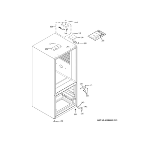 Case Parts Diagram and Parts List for GBE21DYKJRFS  General Electric Refrigerator