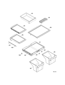 FF SHELVES Diagram and Parts List for GTRS0KBZALSS  General Electric Refrigerator