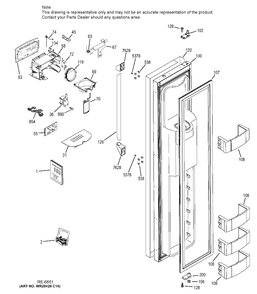 FREEZER DOOR Diagram and Parts List for ZISP480DHBSS  General Electric Refrigerator
