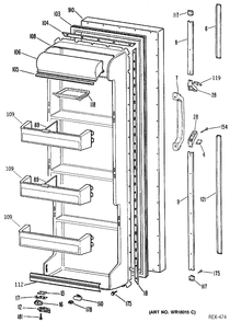 REFRIGERATOR DOOR Diagram and Parts List for MRSC22KRWH  General Electric Refrigerator