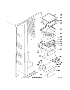 FF SHELVES Diagram and Parts List for PSS26MSRBSS  General Electric Refrigerator