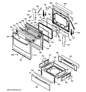 Door & Drawer Parts Diagram and Parts List for JGS750DEF3BB  General Electric Range
