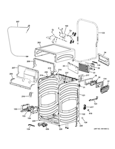 Cabinet And Top Panel Diagram and Parts List for PFQ97HSPV0DS  General Electric Washer Dryer Combo