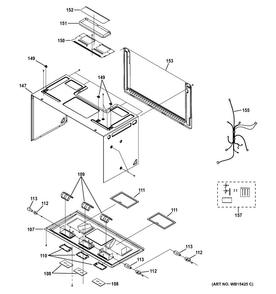 Interior Parts Diagram and Parts List for PVM9005DJ2BB  General Electric Microwave