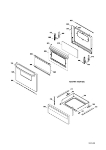 DOOR & DRAWER Diagram and Parts List for JCBS250T3WW  General Electric Range