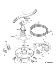 Motor, Sump And Filter Assembly 1 Diagram and Parts List for DDT700SGN8BB  General Electric Dishwasher