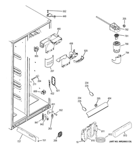 Fresh Food Section Diagram and Parts List for PZS22MMKBHES  General Electric Refrigerator