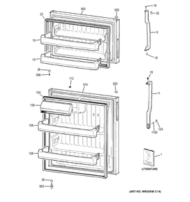 DOORS Diagram and Parts List for GTK17JBDDRBS  General Electric Refrigerator