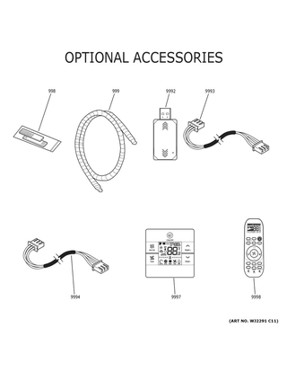Optional Accessories Diagram and Parts List for ASYW09PRDWB  General Electric Air Conditioner