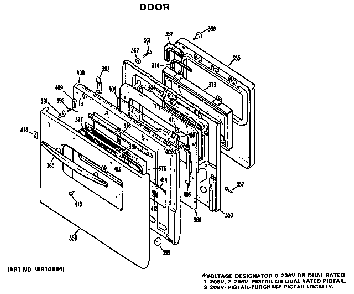Door Diagram and Parts List for JKP27J2  General Electric Wall Oven