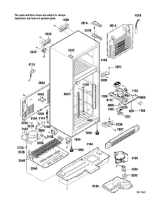 CABINET Diagram and Parts List for HTA18KBNWW  General Electric Refrigerator
