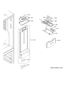 Fresh Food Section Diagram and Parts List for GDE25ESKNRSS  General Electric Refrigerator