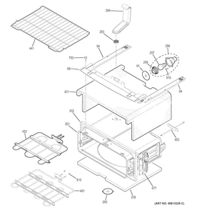 Upper Oven Diagram and Parts List for JB850DF4WW  General Electric Range