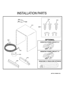 Installation Parts Diagram and Parts List for GDT630PGR0WW  General Electric Dishwasher