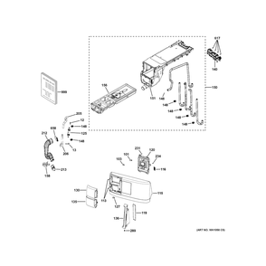 Controls & Dispenser Diagram and Parts List for PFQ83HSHW1WW  General Electric Washer Dryer Combo