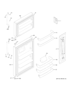 Doors Diagram and Parts List for GTE18GMHHRES  General Electric Refrigerator